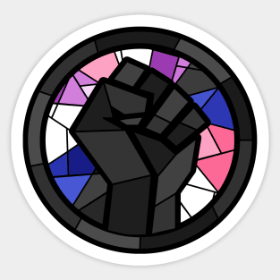 BLM Stained Glass Fist (Genderfluid) Sticker